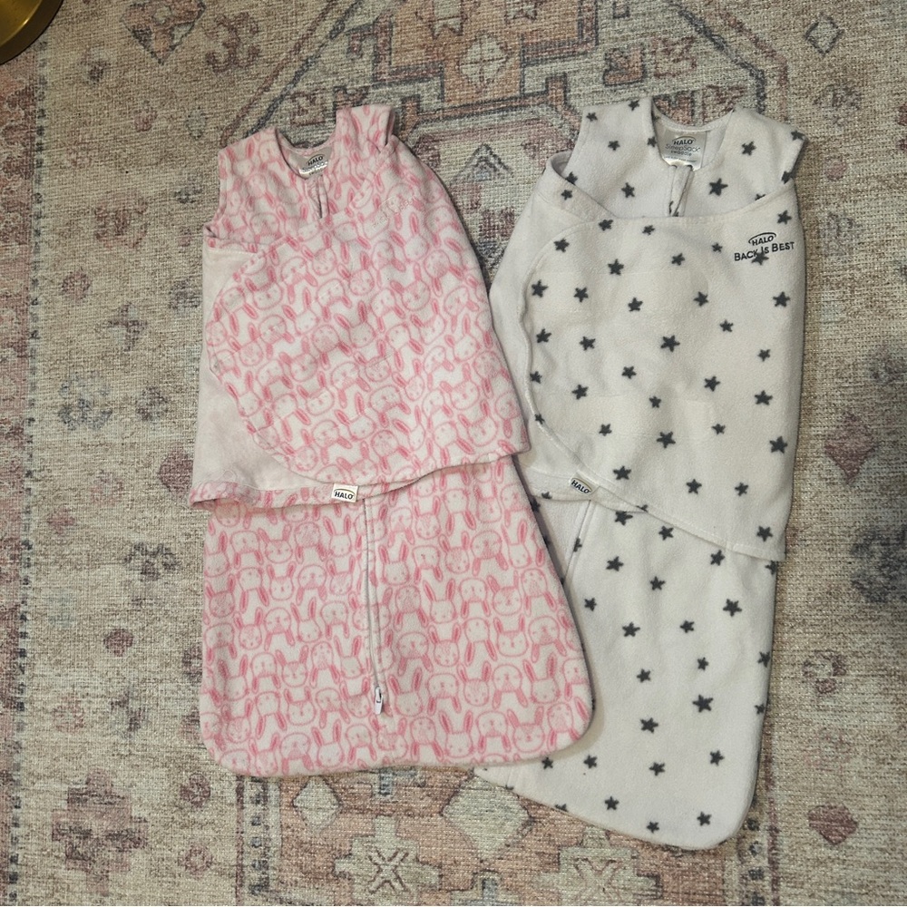 Set of 2 size Small swaddle Halo Sleepsacks Fleece